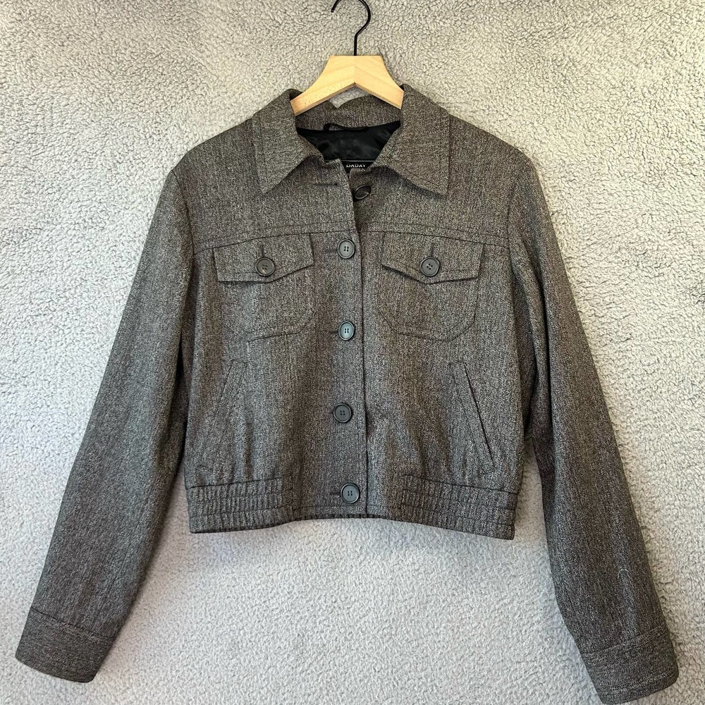 Women's Gray Tweed Button-Front Jacket
